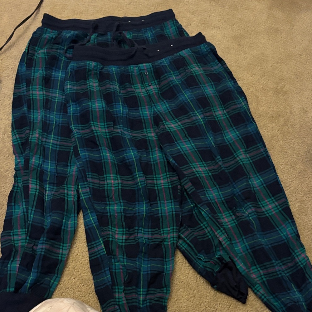 Plaid Matching Bottoms in Blue and Green